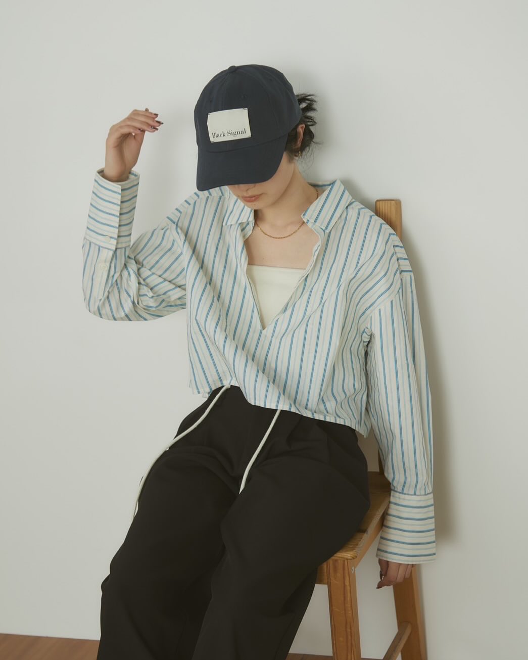 多條紋短款 Skipper 襯衫